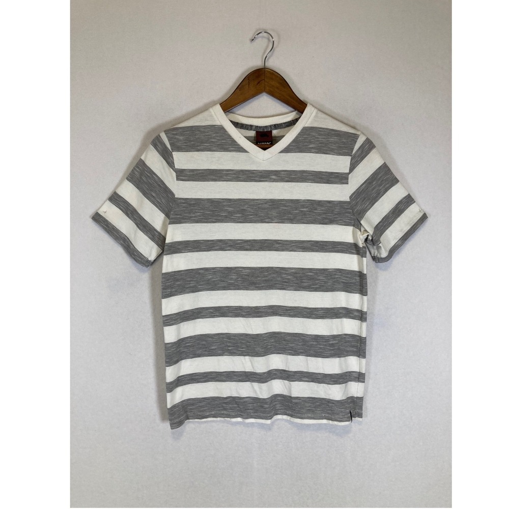 Skatercore Tony Hawk Kids XL Grey White Striped V-Neck Short Sleeve T-Shirt